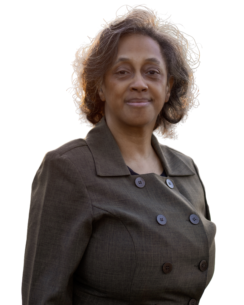 Selfie2: Teresa poses standing to wear brown business suit